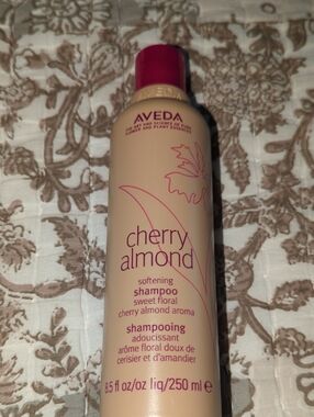AVEDA Cherry Almond Softening Shampoo — Cream Bottle with Pink Cap